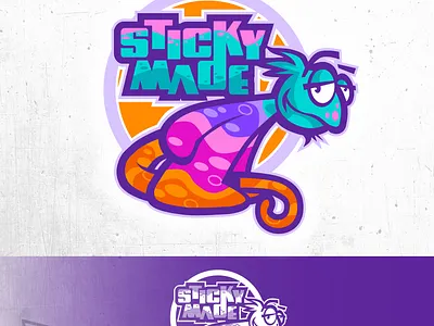 Chameleon logo for sticker company cartoon chameleon chipdavid dogwings drawing logo mascot vector
