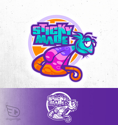 Chameleon logo for sticker company cartoon chameleon chipdavid dogwings drawing logo mascot vector