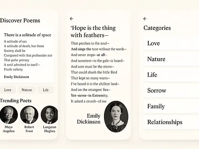 Poetry App Design app app design daily daily design daily ui daily ux design graphic design mobile mobile design new poem poems ui ui design ui ux ui ux design uiux ux ux design