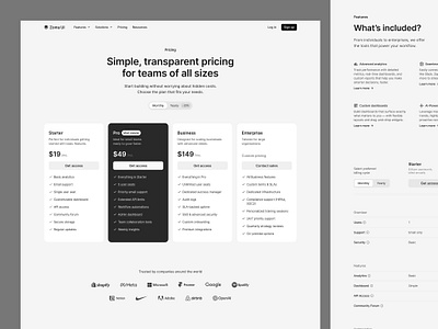 Pricing page — Zoma UI minimal pricing pricing cards pricing page saas ui ui design user interface web design webdesign
