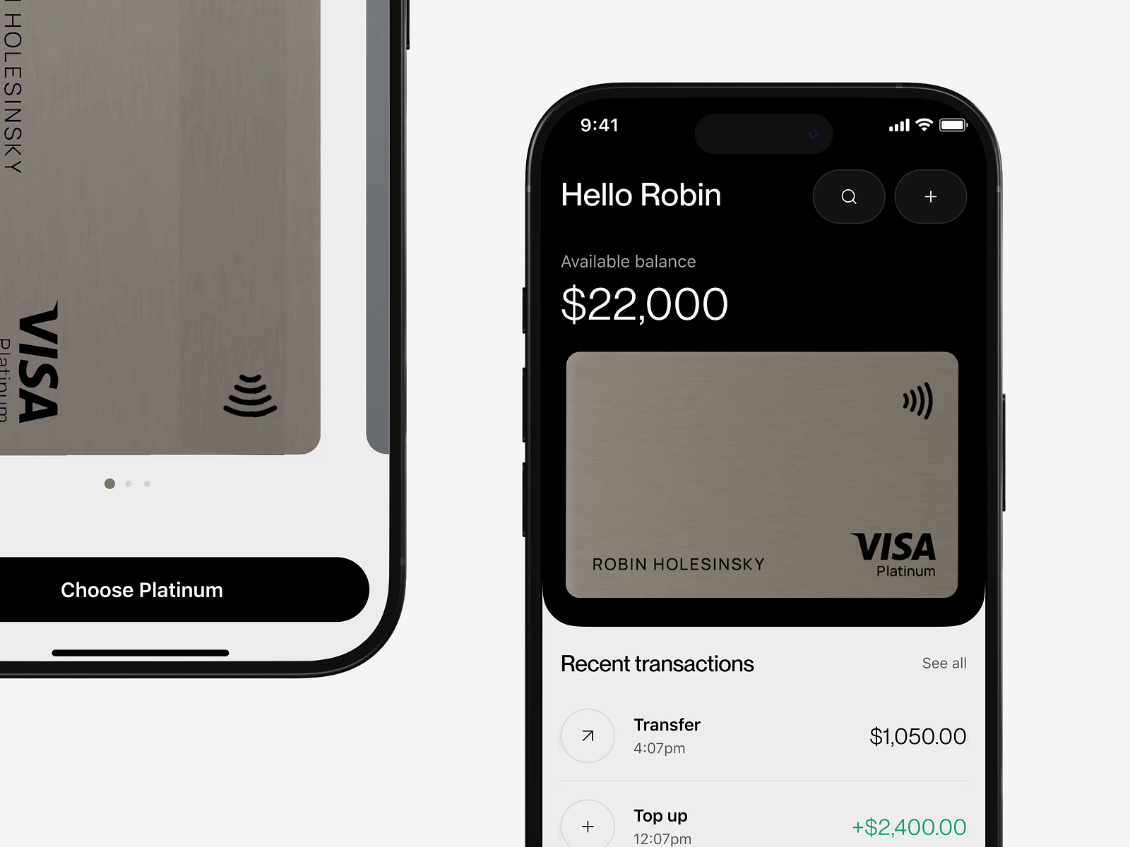 Credit payment card bank app animation by Robin Holesinsky on Dribbble