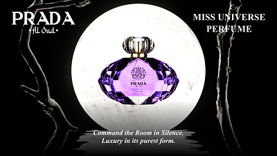 Prada Al Oud Miss Universe Perfume Advertising 3d 3d animation 3d modeling 3d rendering 3d visuals advertising animation blender blender 3d branding motion graphics perfume perfume ad product product advertising product animation product rendering product visualization