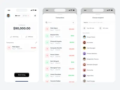 Social peer to peer payment app design fintech mobile app ui