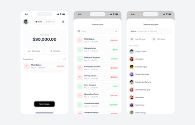 Social peer to peer payment app design fintech mobile app ui