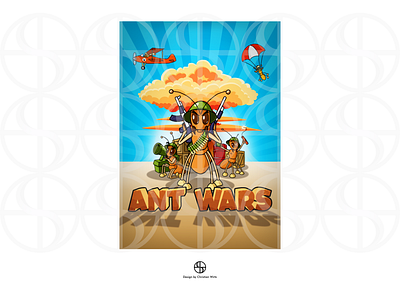 "AntWars" video game cover branding graphic design