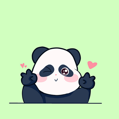 Baby Panda animal app art baby child childish children cute design figma graphic design heart illustration logo panda sweet ui ux vector wink