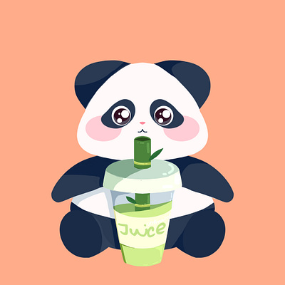 Bamboo Juice art bamboo child childish cute design graphic design illustration juice panda sweet ui vector