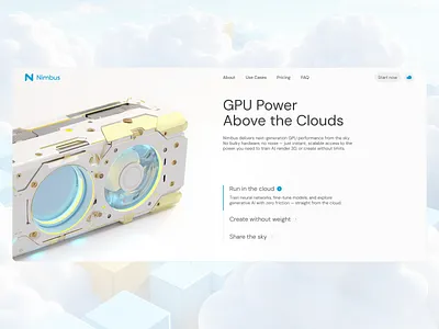 GPU power from the cloud. Clean, soft, and futuristic. creativeconcept