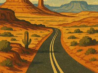 The road through the desert artstyle desert road roadindesert thounght