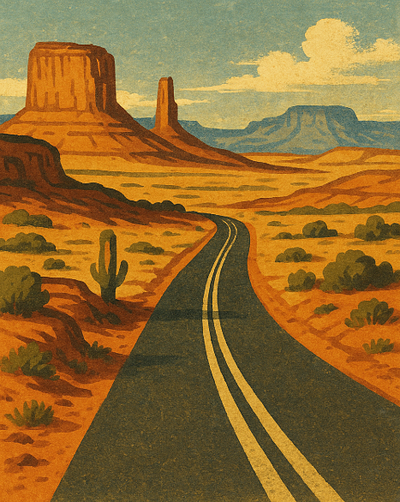 The road through the desert artstyle desert road roadindesert thounght