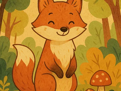 Fox in the forest ai art cuteart forest fox foxintheforest funnyart