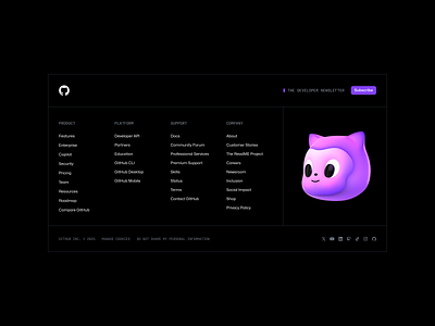 Another footer concept 3d brand design detail footer github layout mona ui web