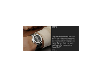 Testimonials. dark mode luxury section testimonials ui ux watches