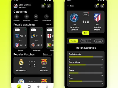 Live Sports Mobile App dailyui figma live mobileapp sports ui uidesign uiux uiuxdesign ux uxdesign