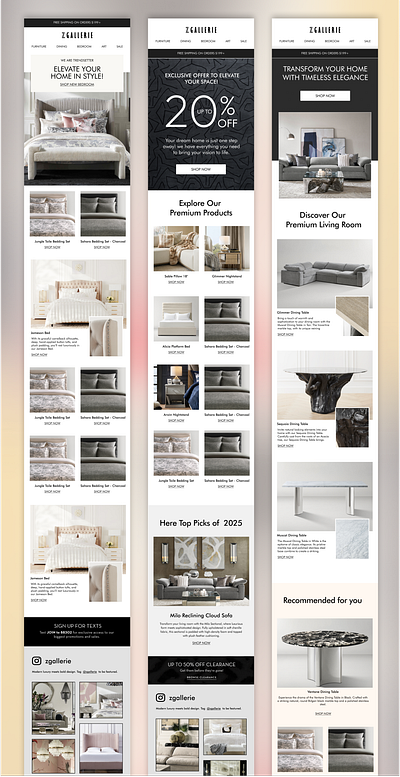 Transforming Home with Premium Living Designs ecommerce email design emailmarketing furniture design graphicdesign responsivedesign uiuxdesign