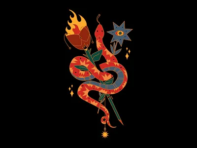 Lucky Year animal black chinese design eye flowers graphic design illustration lucky lucky year reptile rose snake vector