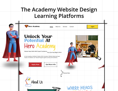 Academy Landing Page academy landing page learning platform school superhero ui web webdesign website