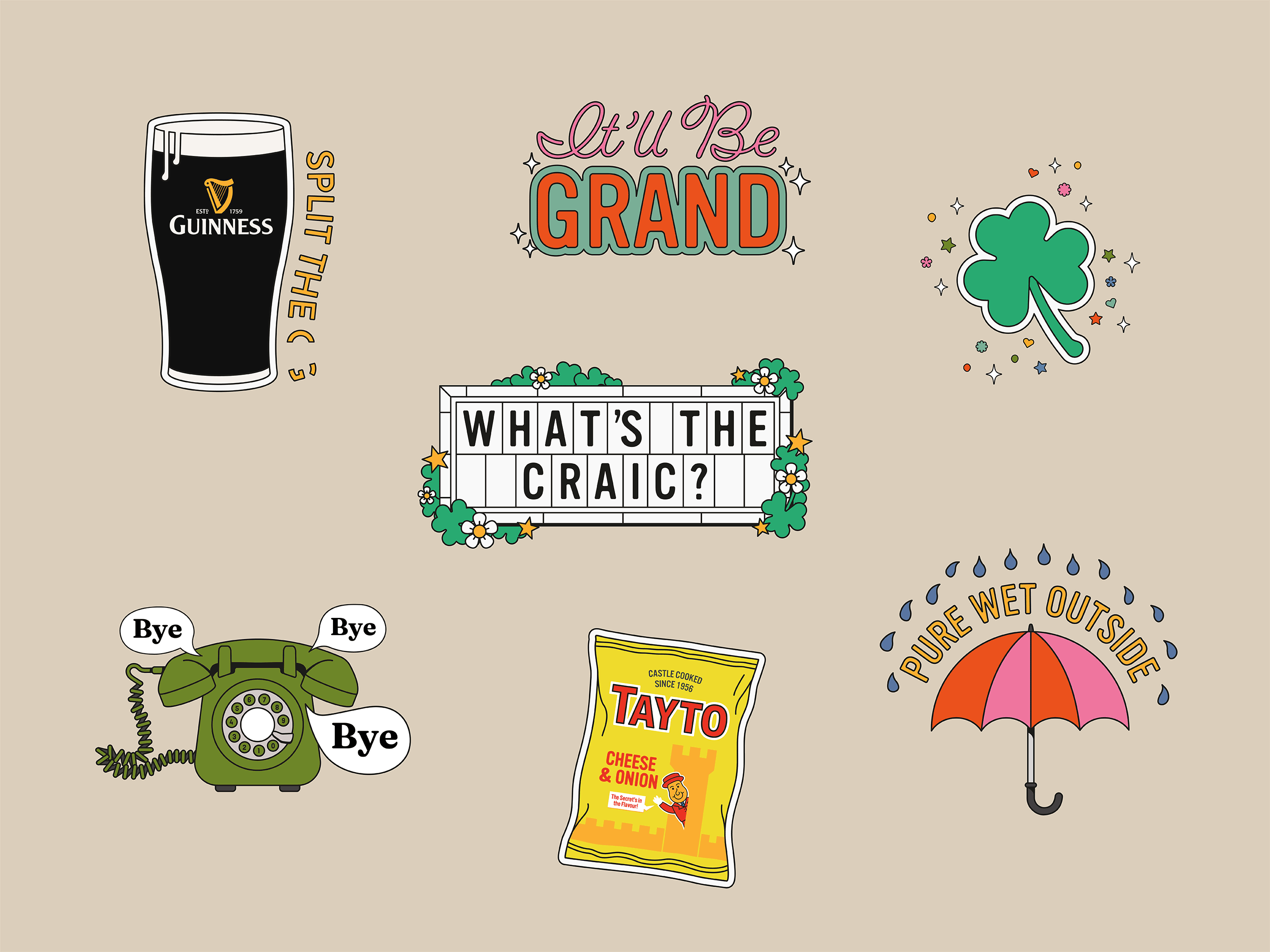 Irish Stickers & Prints bright colour colourful design fun gif graphic design illustration irish playful prints vector