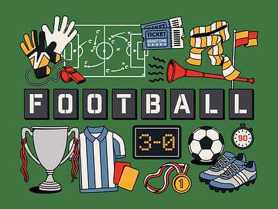 Football Print bright colour colourful design football graphic design illustration print sports vector
