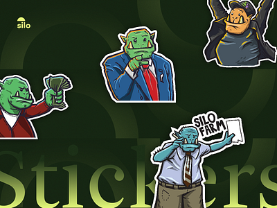 Custom character stickers for Silo branding crypto design graphic design illustration liquid staking mev stakingplatform stickers ui web3