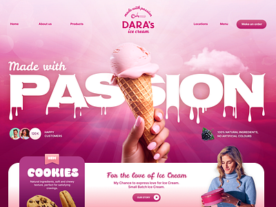 Website for ice cream shop - DARA branding ice ceam shop ui ux web design website
