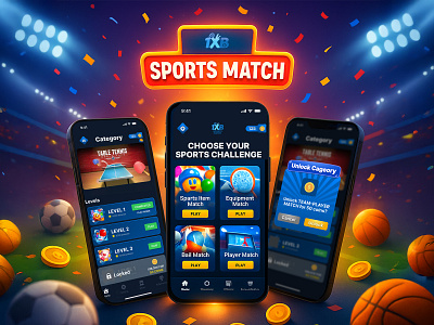 Coin-Based Mobile Game UI – 1XB Sports Match appshowcase appui casualgames coinsystem darkui designinspiration dribbbleshots gamedesign gameui gamification gamingapp matchgame mobileappdesign mobilegame playfuldesign sportsgame uidesign uiux unlocklevels uxdesign