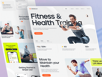 Athlet Icon Website Landing Page UI/UX design figma graphic design landing page ui ux website