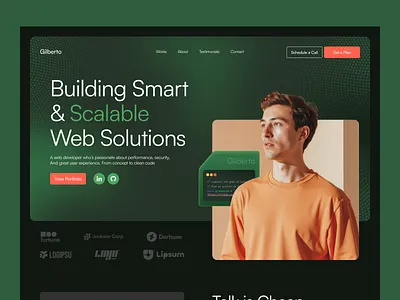 Developer portfolio webflow tempate design developer protfolio framer template website illustration landing page design marketing agency template no code website studio website ui webflow template website design