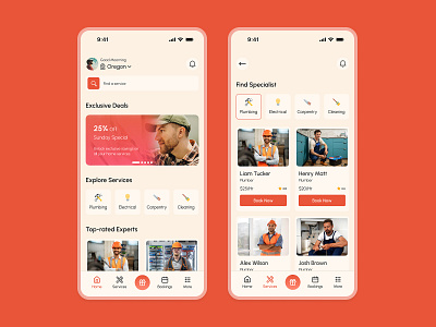 Home Service App UI/UX Design instanthomeservicebooking