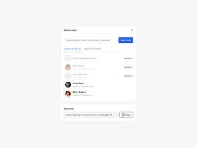 Invite Modal add add friends friends invite modal pop up share share link
