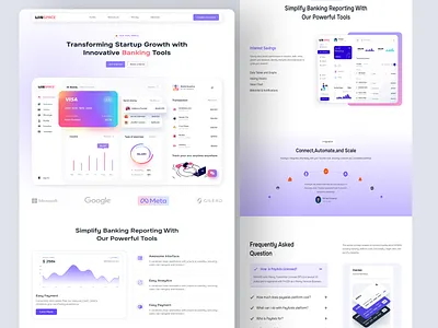 Fintech Landing Page Design accounting analytics b2bwebsite banking banking saas company creative dashboard financial fintech landingpage management saas saas landing page saas uiux uk wallet web design website