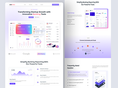 Fintech Landing Page Design accounting analytics b2bwebsite banking banking saas company creative dashboard financial fintech landingpage management saas saas landing page saas uiux uk wallet web design website