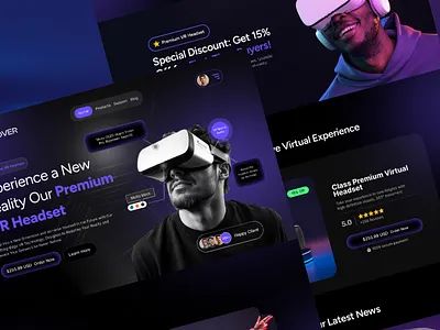 Discover - VR Website Design arvrux creativedesign darkmodeui dribbbleshots figmadesign futuristicdesign inspirationoftheday interfacedesign landingpagedesign madeinfigma nextgentech productdesign techdesign techlandingpage uidesign uiuxdesign uxforecommerce vrdesign webdesign webshopdesign