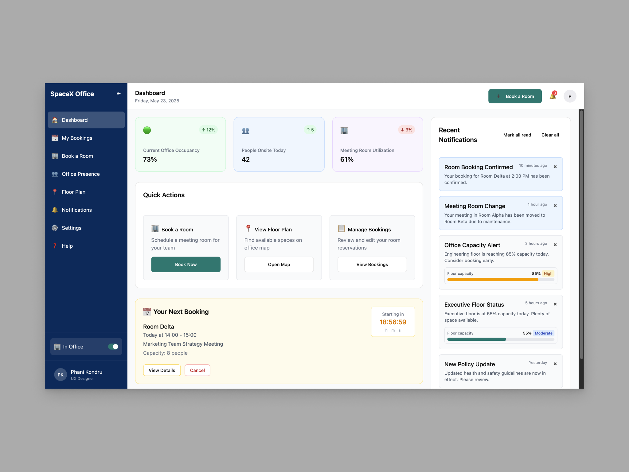 SpaceX — Hybrid Office Management SaaS ai b2b booking workspace business crm dashboard design figma management office product product design saas software space ui ux web app web design