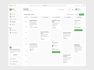 Doozy - Task Management Dashboard [Calendar Page] calendar calendar page clean design dashboard design product design project management saas task management ui user interfaces