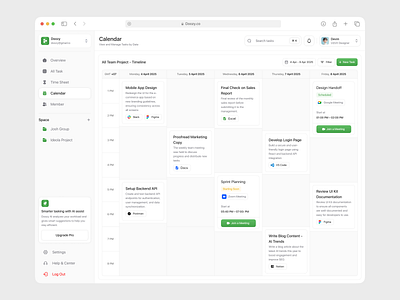 Doozy - Task Management Dashboard [Calendar Page] calendar calendar page clean design dashboard design product design project management saas task management ui user interfaces