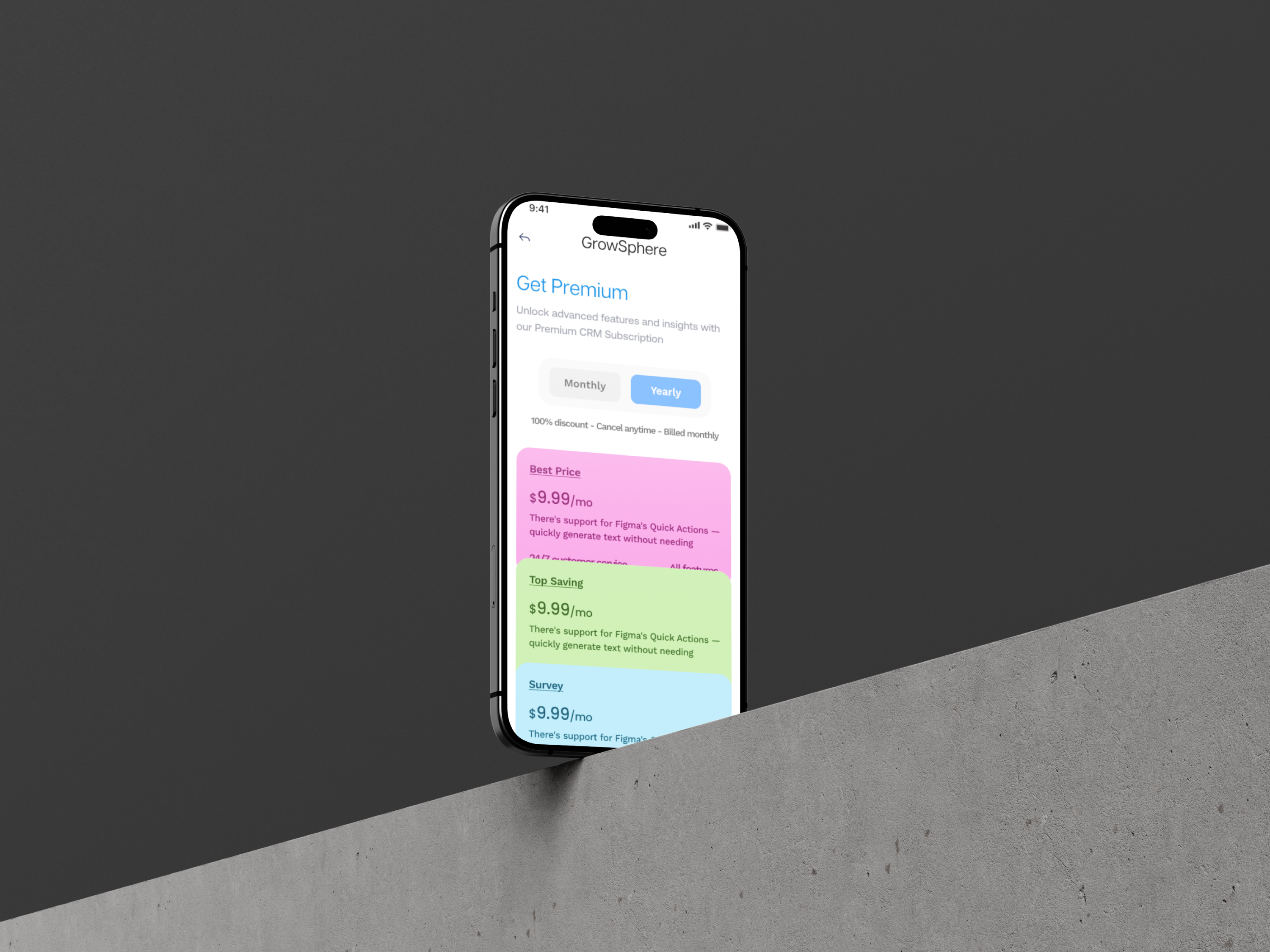 Subscription Page CRM app app appdesign crm dashboard design figmadesign mockup ui