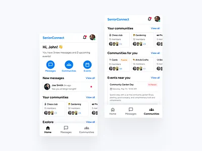 Social Media Mobile App for Seniors android ios saas smartphone visual wcag
