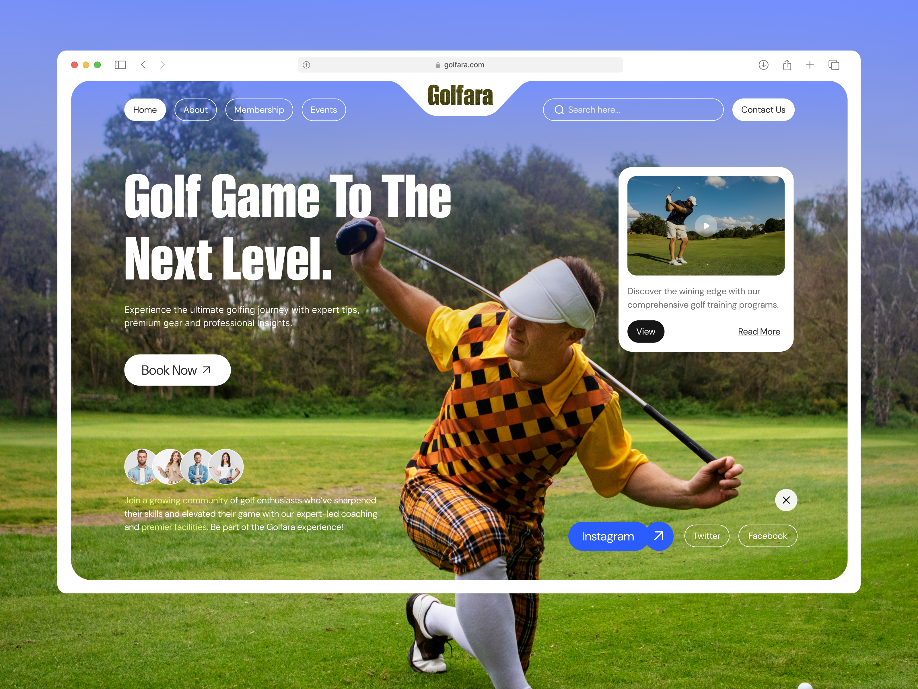 Golfara - Premium Golf Course couse center gaming golf club website golf course golf identity golfer landing page pga tour sport website sports tournament ui visual design website design wellness center