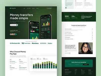 Money Pay App Landing Page banking wallet design figma landing page mobile wallet modern money pay ui uiux design user interface ux wallet website design