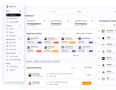 Job Application Tracking Dashboard hr dashboard job applicant dashboard job website