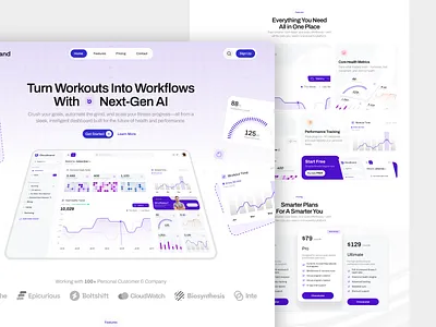 Cloudbrand Landing Page - AI Health Tracker SaaS aiinsights cleandesign cleanui dashboarddesign datavisualization figmadesign healthsaas healthtech modernui realtimetracking uiuxdesign uiuxexploration userexperience