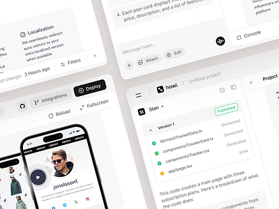 No code Ai Interface and site builder agent ai app artificial intelligence branding builder clean code dashboard design inspiration interface mobile no code panel product saas site ui ux