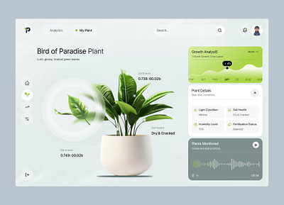 Smart Plant Monitoring Dashboard clean ui dashboard dashboard design dashboard ui environment tracker green tech iot monitoring monitoring dashboard oripio plant care dashboard plant dashboard plant health plant monitoring smart farming smart garden smart plant sujon tree dashboard ui ux