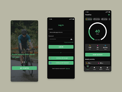 Step Tracking - Mobile App UI Design ai track bright color design cycle dark mode footsteps health track idea mobile ui motion graphics steps track tracking trending ui design ui ux visual design warm