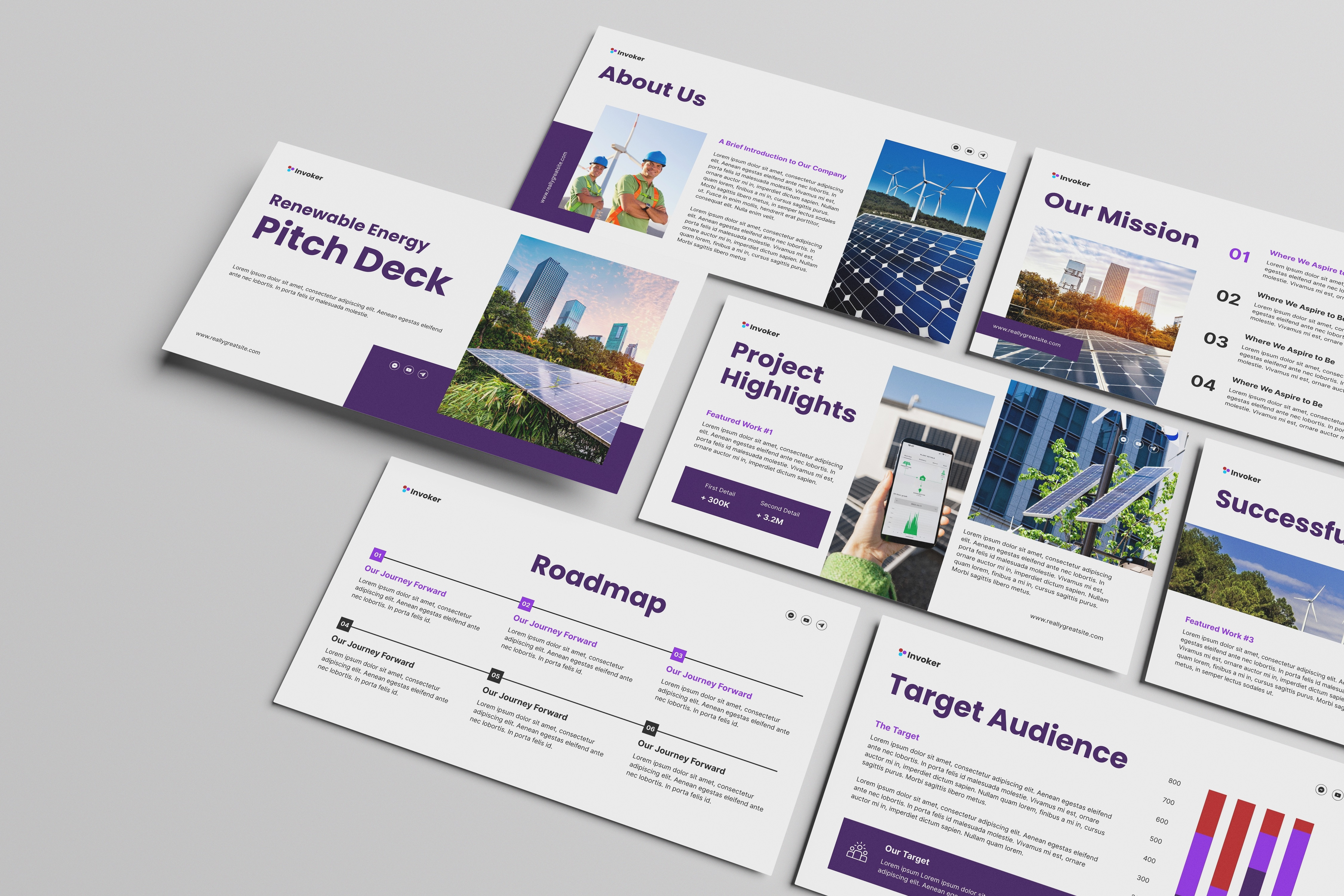 White Purple Renewable Energy Pitch Deck brand identity branding business model business proposal clean tech creative brief deck eco company. environmental proposal event presentation green business investor meeting marketing meeting presentation pitch pitch deck product showcase promotional presentation renewable energy presentation sustainable startup