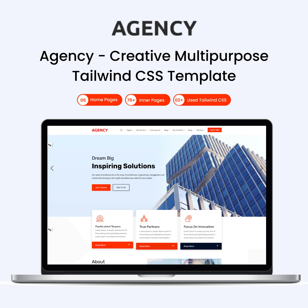 Agency – Creative Multipurpose Tailwind CSS Template branding creative design illustration logo product design template ui uiux website