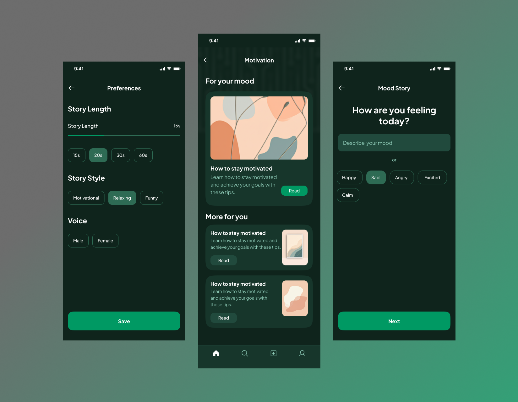 Health care Motivation Ai app ai health care app aiapp dash mental health care app mobile design motivation product design ps