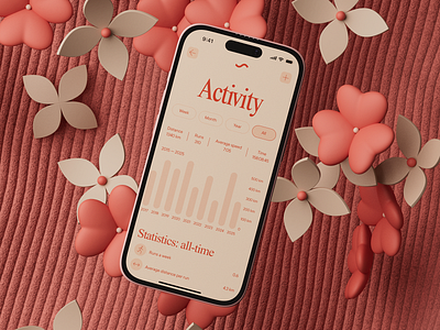 running app concept 3d animation branding c4d graphic design natural soft typography ui warm