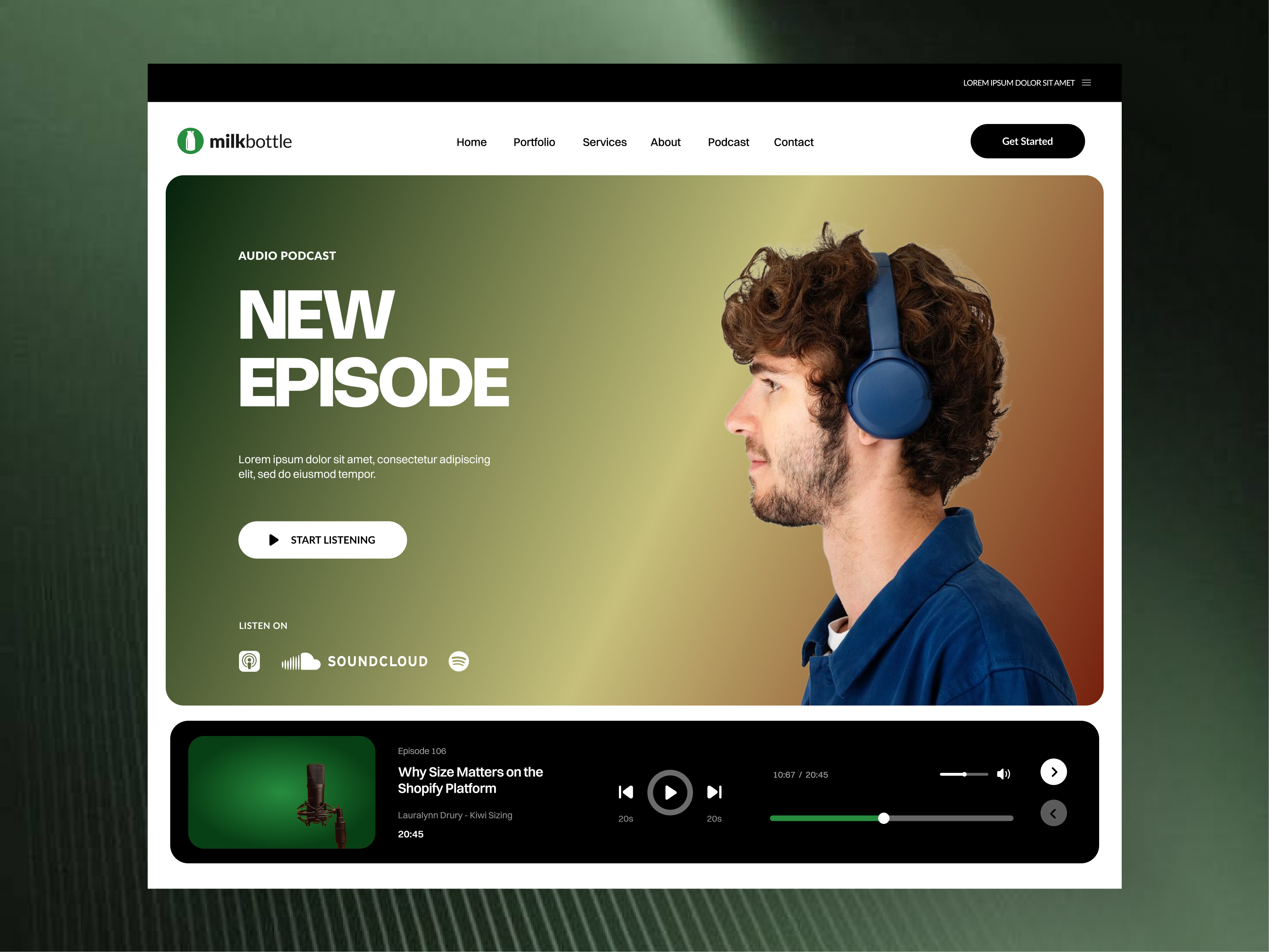 Milk Bottle - Podcast Page agency agency website creative agency ecommerce ecommerce agency landinfgpage landing page ui landingpage milkbottle podcast podcast streaming podcastapp shopify streaming app ui ux web agency website website agency website ui